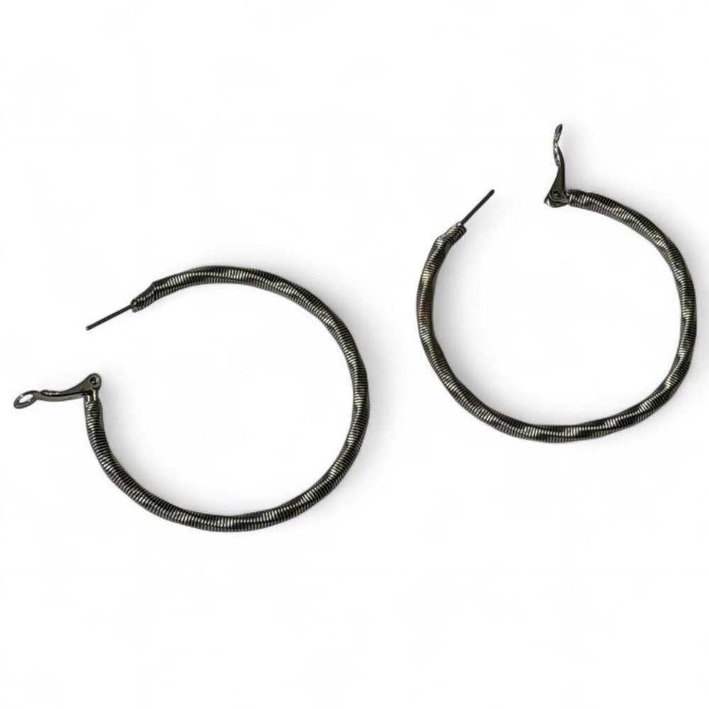 Silver Tone‎ Coiled Hoop Earrings